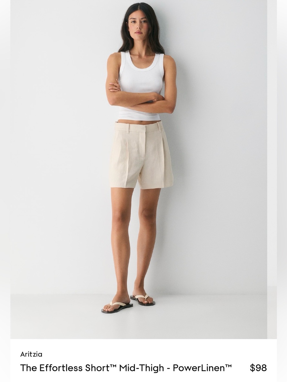 ARITZIA • The effortless shorts linen mid thigh relaxed fit - NWT size 10 - Picture 2 of 13
